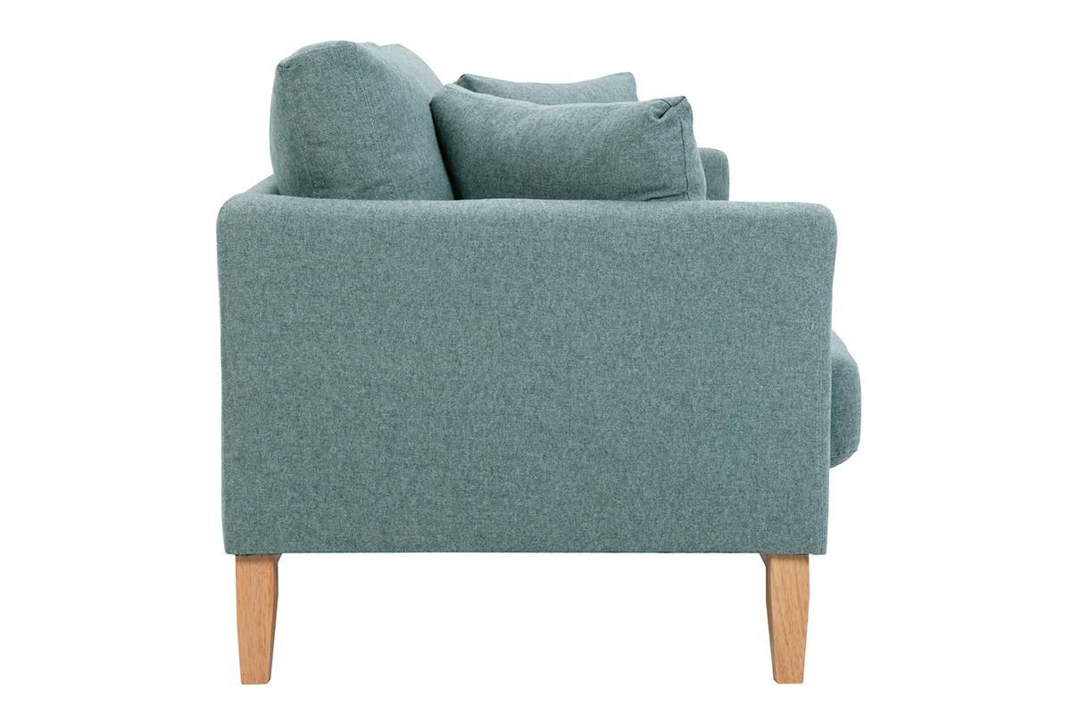 Divano scandinavo sfoderabile 3 posti in tessuto grigio-verde e legno chiaro OSLO