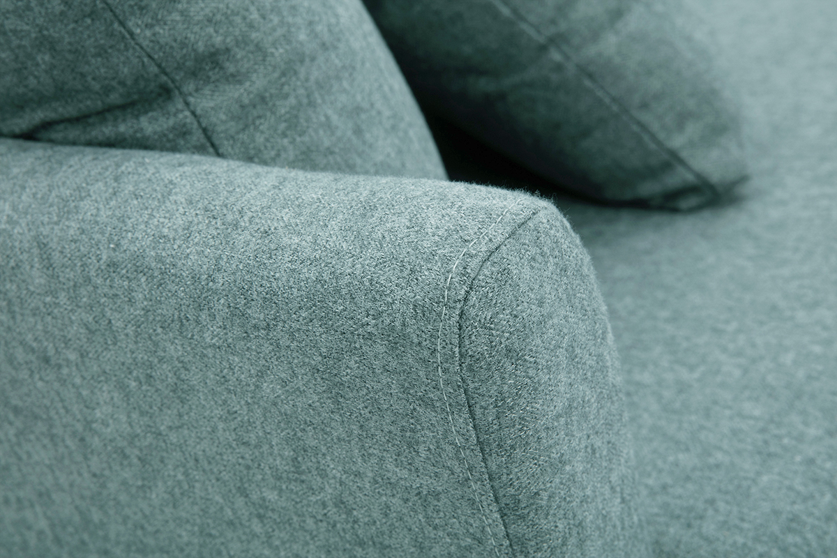 Divano scandinavo sfoderabile 3 posti in tessuto grigio-verde e legno chiaro OSLO