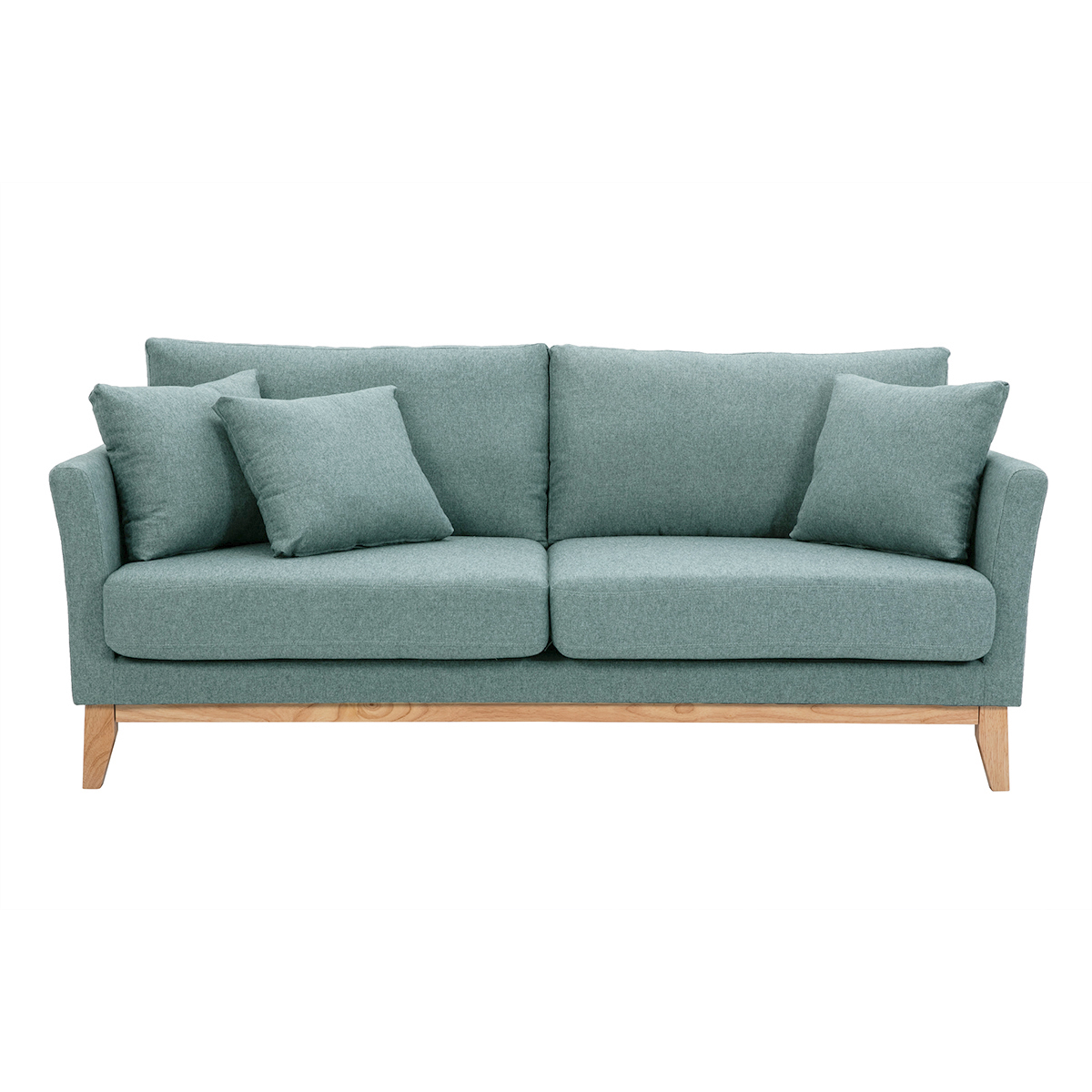 Divano scandinavo sfoderabile 3 posti in tessuto grigio-verde e legno chiaro OSLO