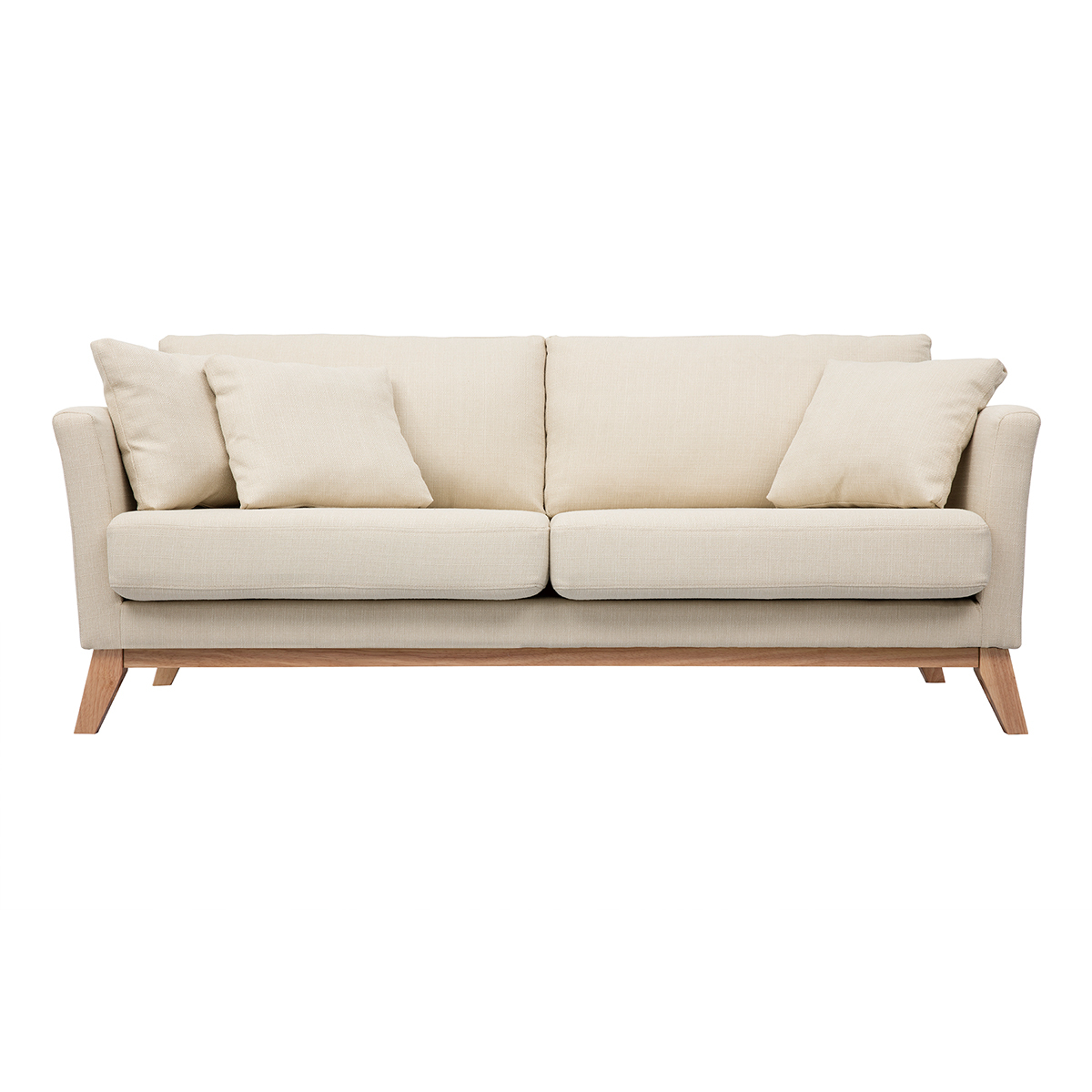 Divano sfoderabile in stile scandinavo 3 posti beige con piedini in legno OSLO