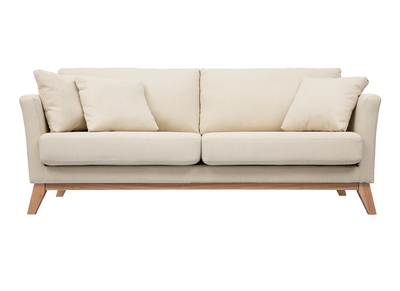 Divano sfoderabile in stile scandinavo 3 posti beige con piedini in legno OSLO