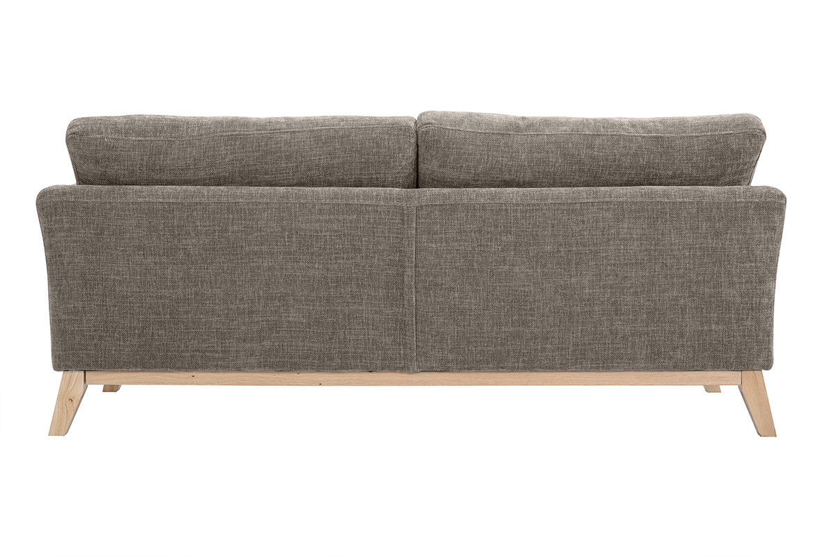 Divano sfoderabile in stile scandinavo 3 posti beige con piedini in legno OSLO