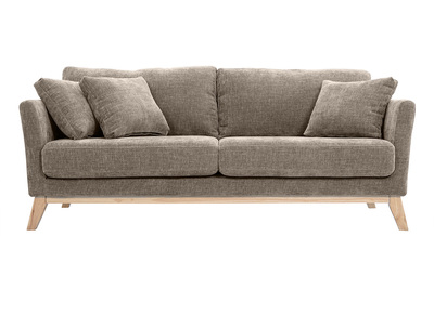Divano sfoderabile in stile scandinavo 3 posti beige con piedini in legno OSLO