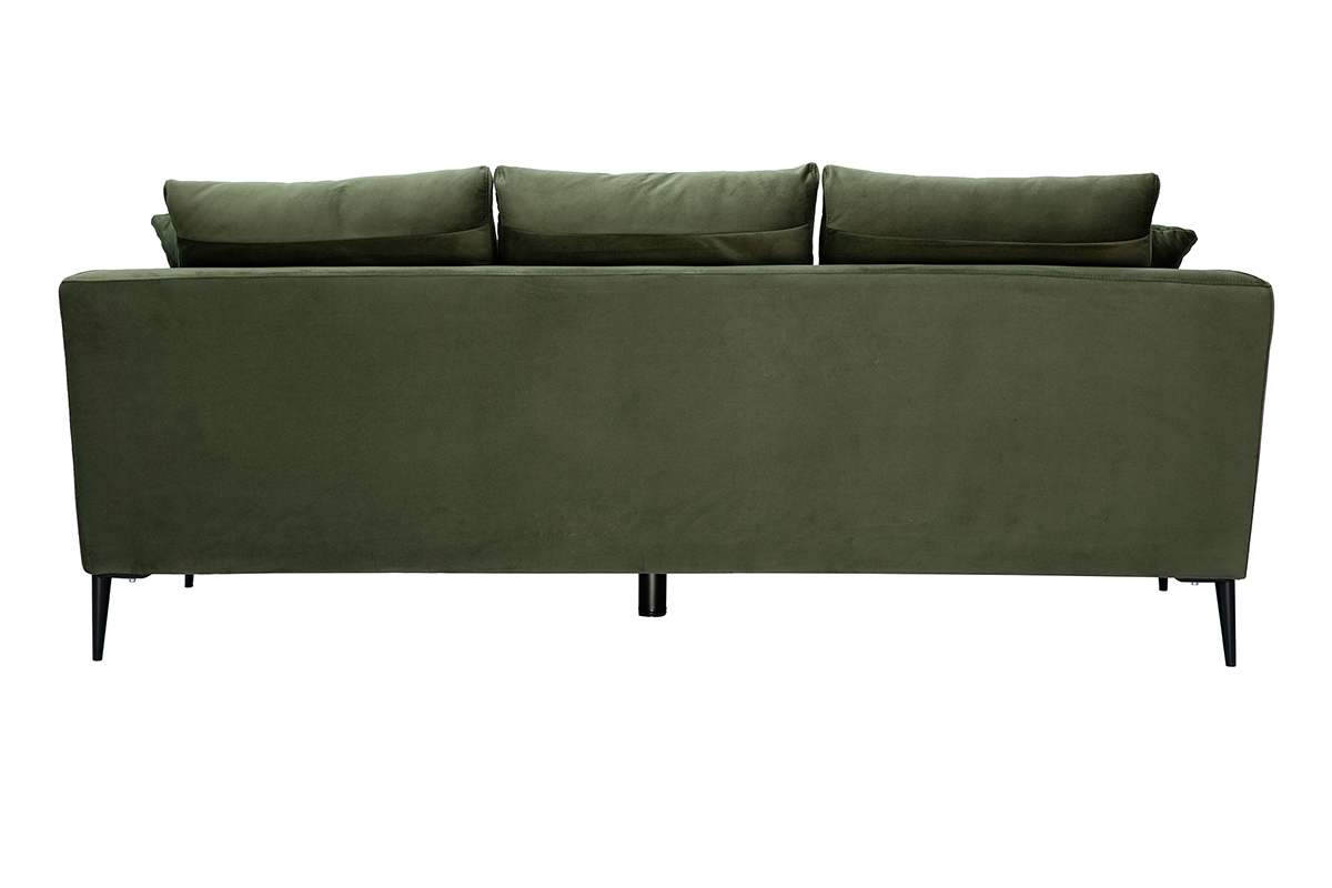 Divano tessuto effetto velluto kaki 3 posti JERRY