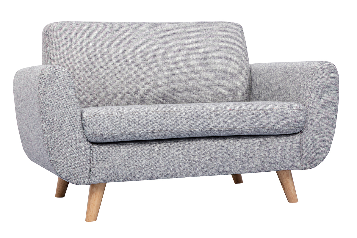 Poltrona In Tessuto Meerveil Grigio Chiaro - Moderna Con Gambe In Legno Massello - 72x68x82 Cm