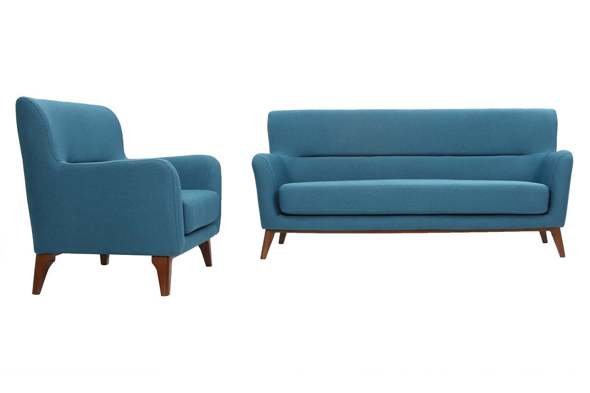 Divano vintage 3 posti blu petrolio MARKUS