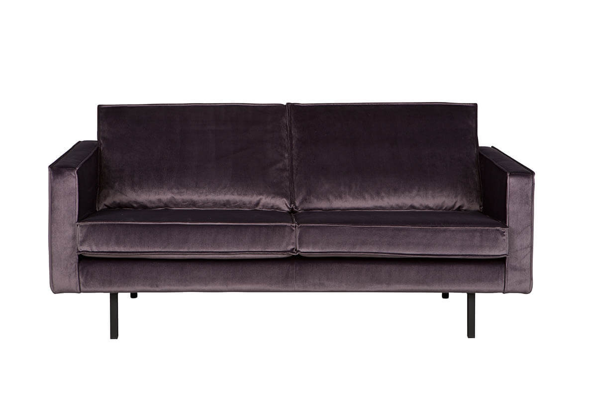 Divano vintage velluto grigio 3 posti ASPEN
