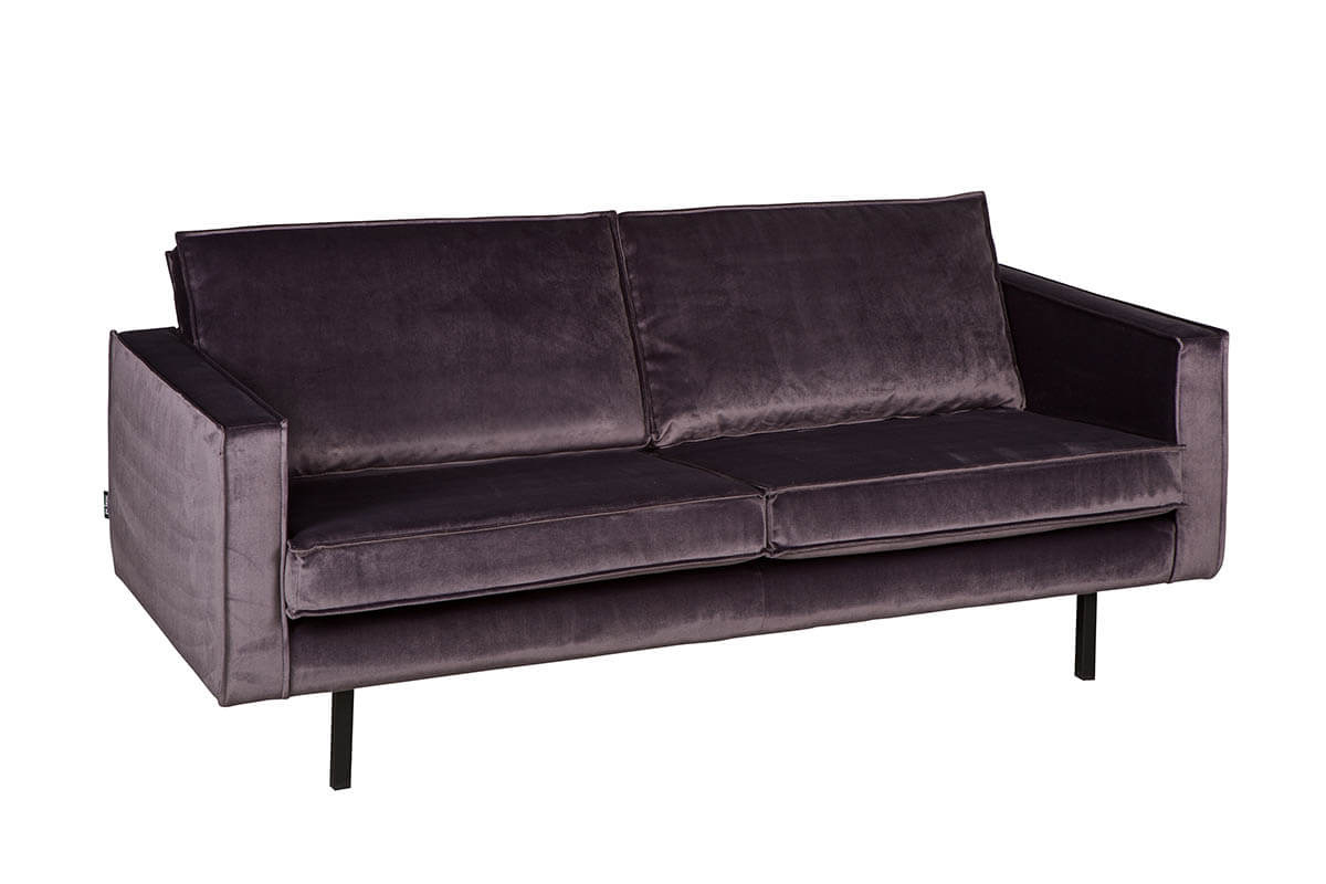 Divano vintage velluto grigio 3 posti ASPEN