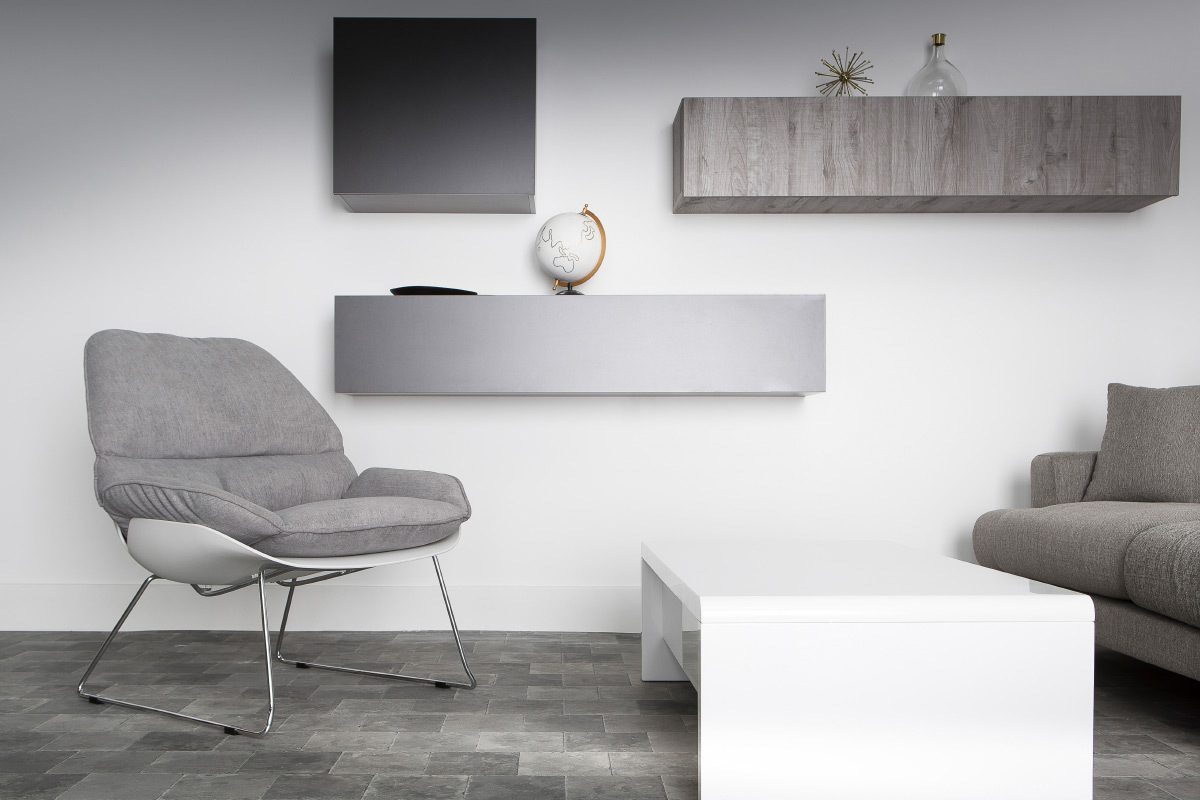 Elemento da parete TV grigio antracite opaco orizzontale COLORED V2