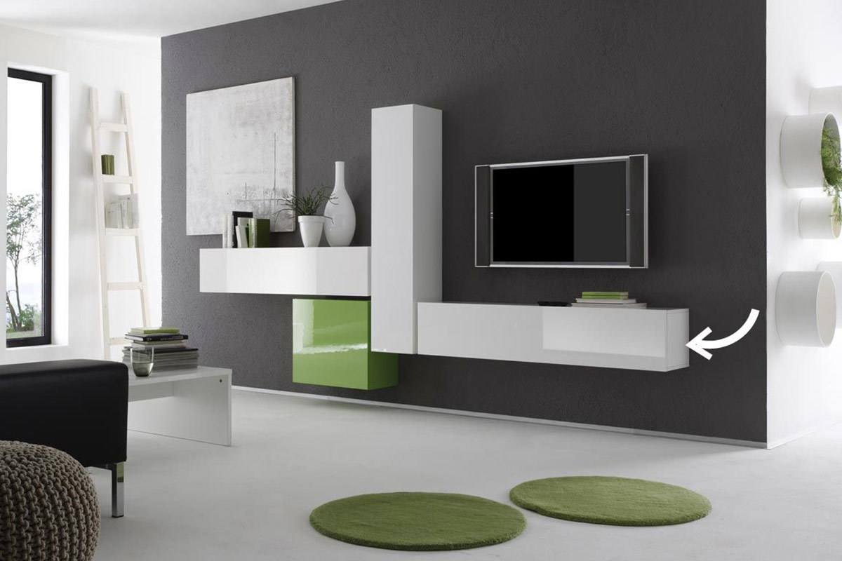 Elemento murale TV COLORED orizzontale o verticale laccato bianco