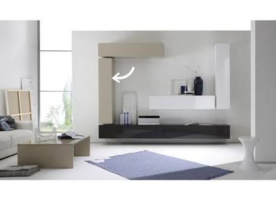 Elemento murale TV COLORED orizzontale o verticale laccato Ecru