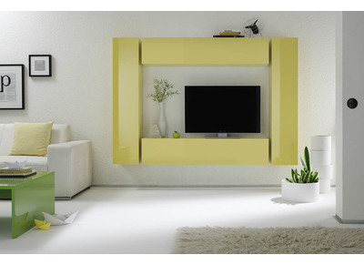 Elemento murale TV COLORED orizzontale o verticale laccato Giallo