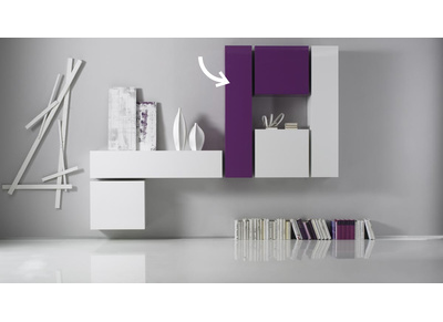 Elemento murale TV COLORED orizzontale o verticale laccato Lilla