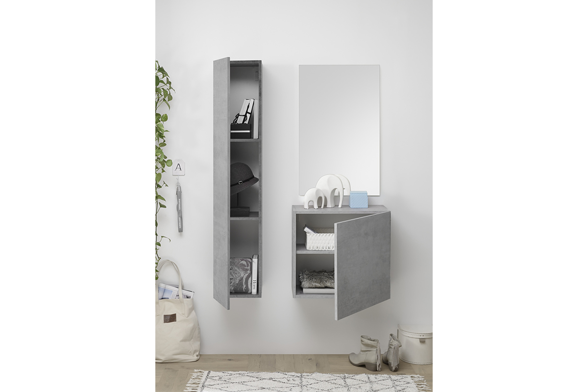 Elemento murale TV verticale finitura cemento ETERNEL