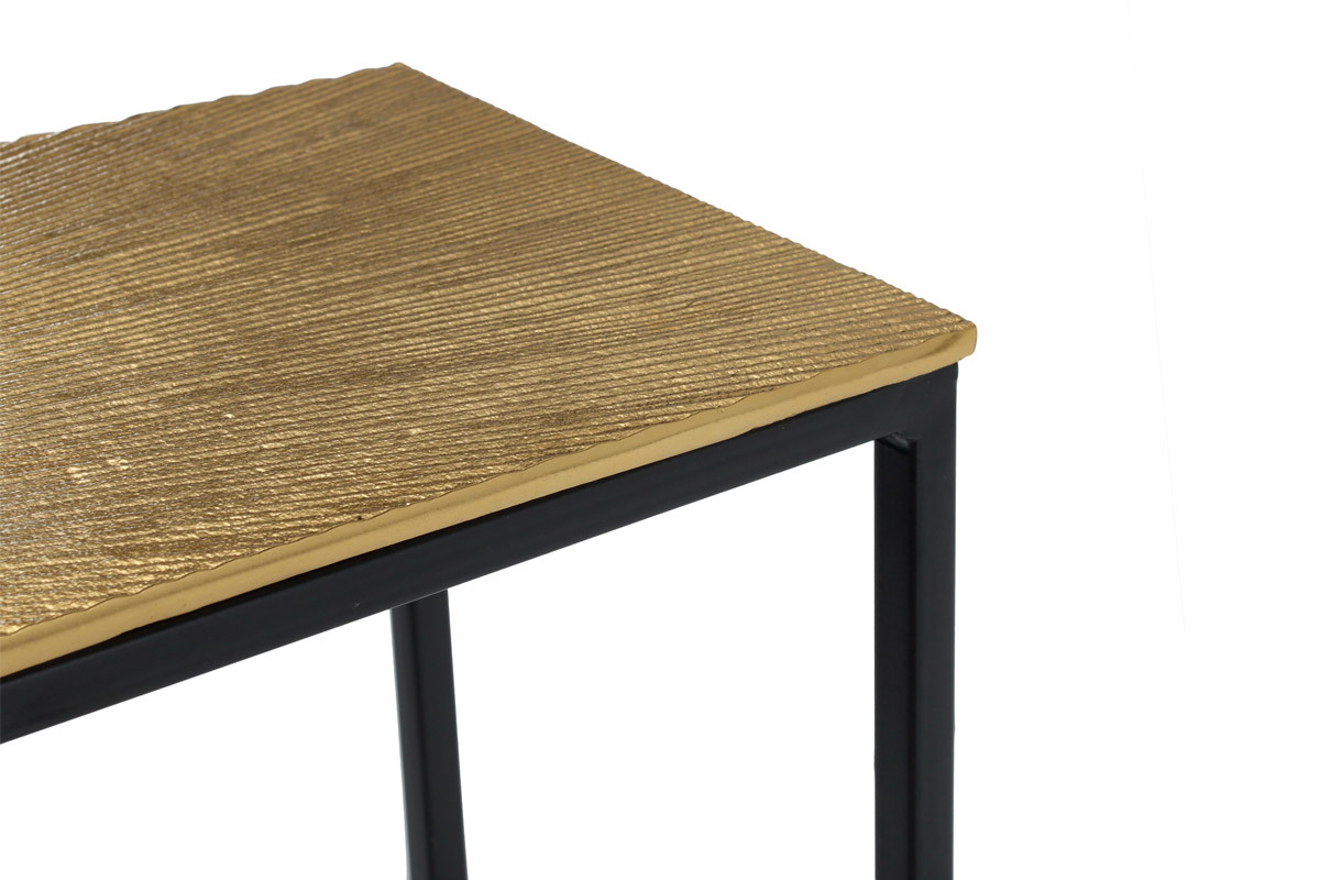 Gruppo di 2 console incise motivo dorato e metallo nero NORI