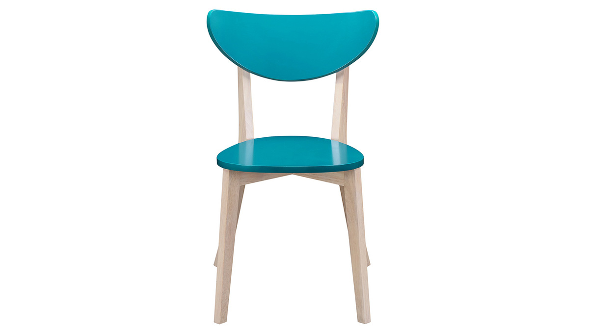 Gruppo di 2 sedie blu anatra - piedi in legno - LEENA