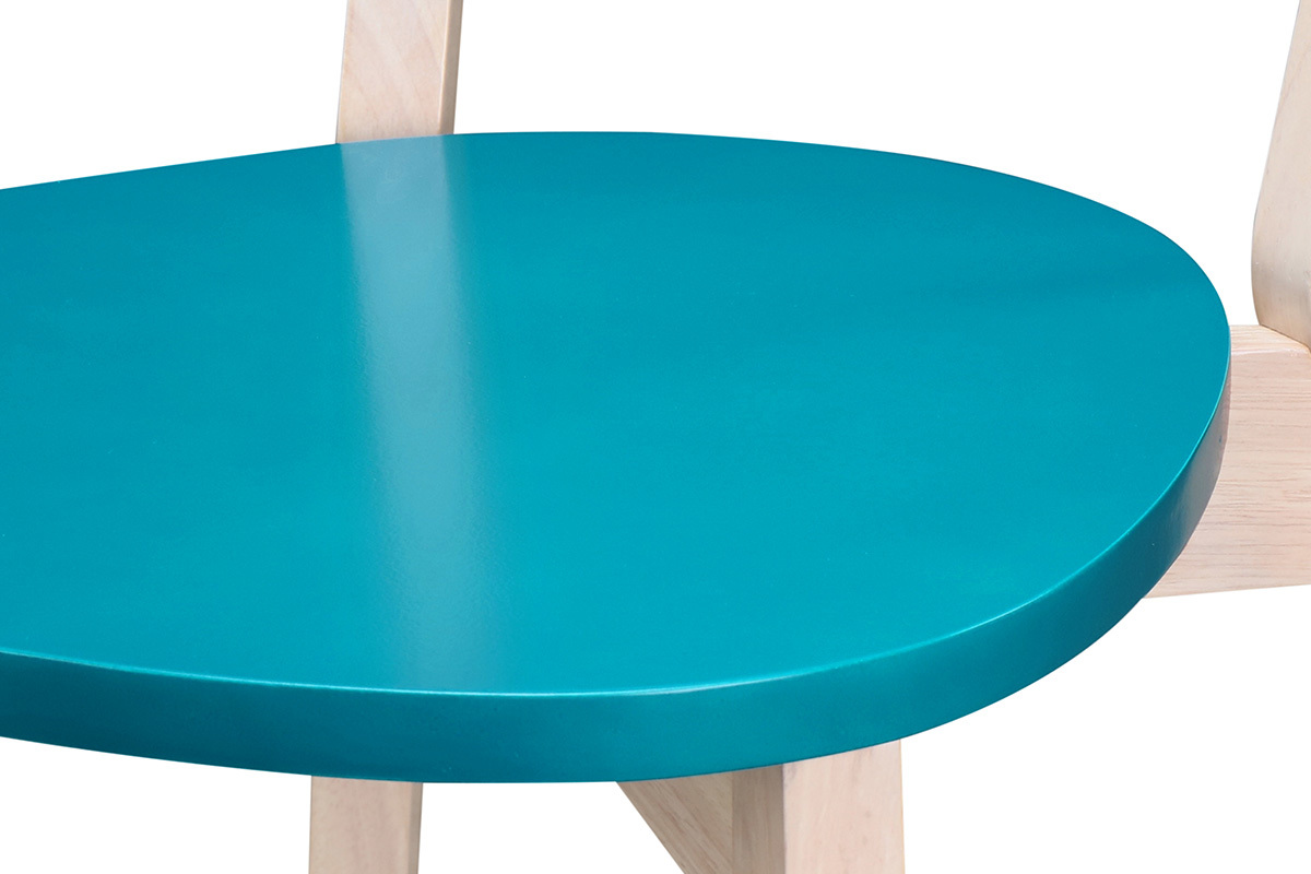 Gruppo di 2 sedie blu anatra - piedi in legno - LEENA