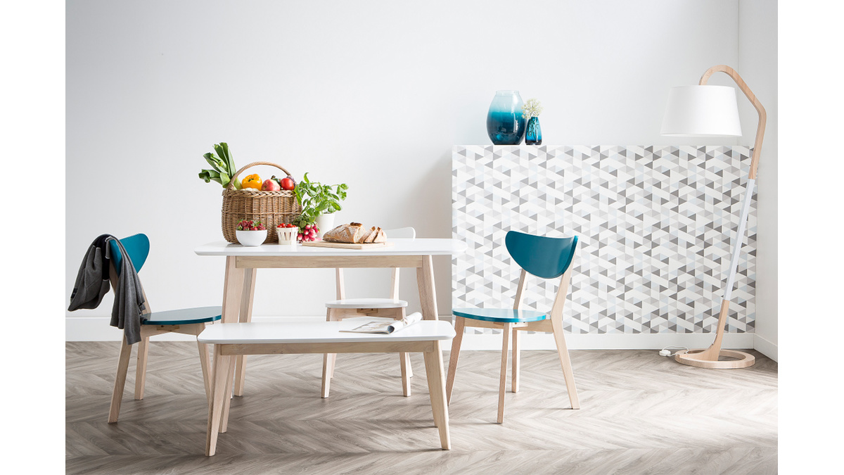 Gruppo di 2 sedie blu anatra - piedi in legno - LEENA
