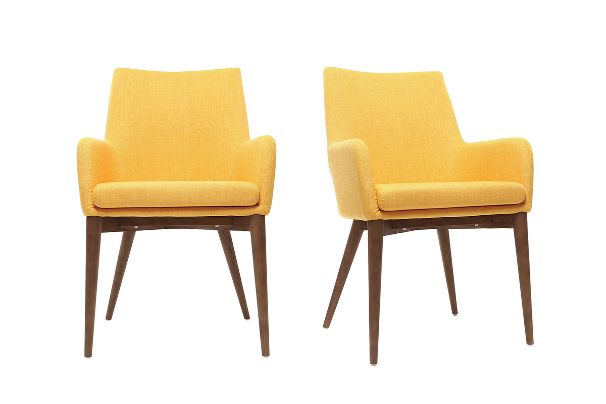 Gruppo di 2 sedie Design giallo gambe legno scuro - SHANA