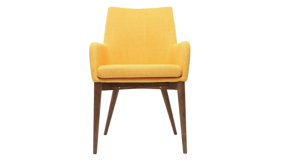 Gruppo di 2 sedie Design giallo gambe legno scuro - SHANA