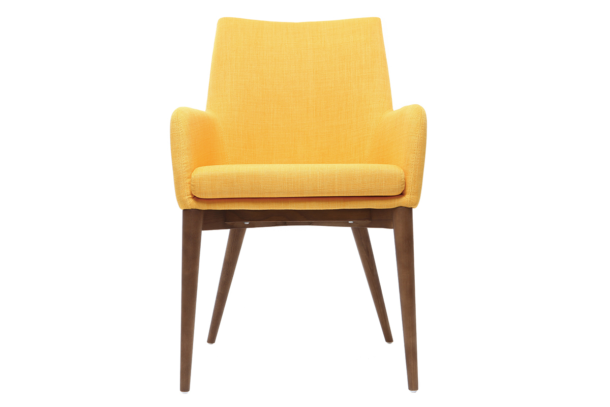 Gruppo di 2 sedie Design giallo gambe legno scuro - SHANA