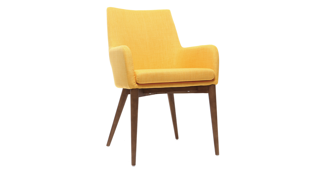 Gruppo di 2 sedie Design giallo gambe legno scuro - SHANA