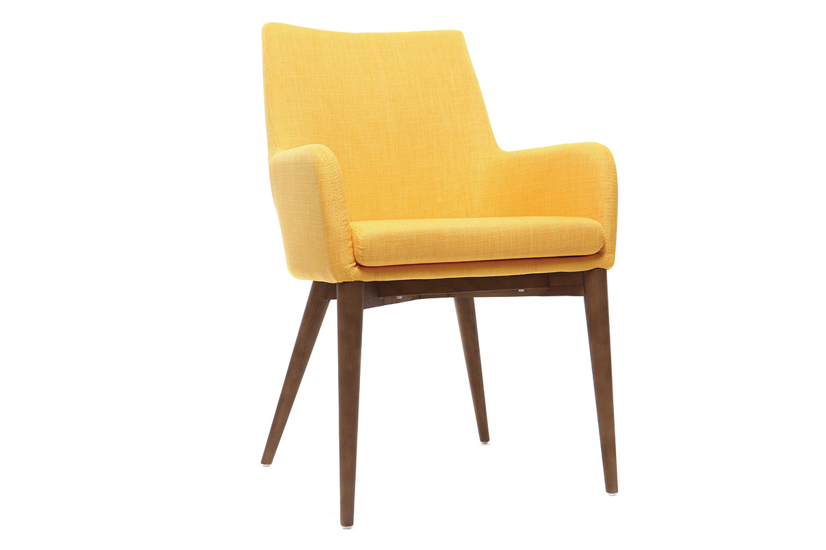 Gruppo di 2 sedie Design giallo gambe legno scuro - SHANA