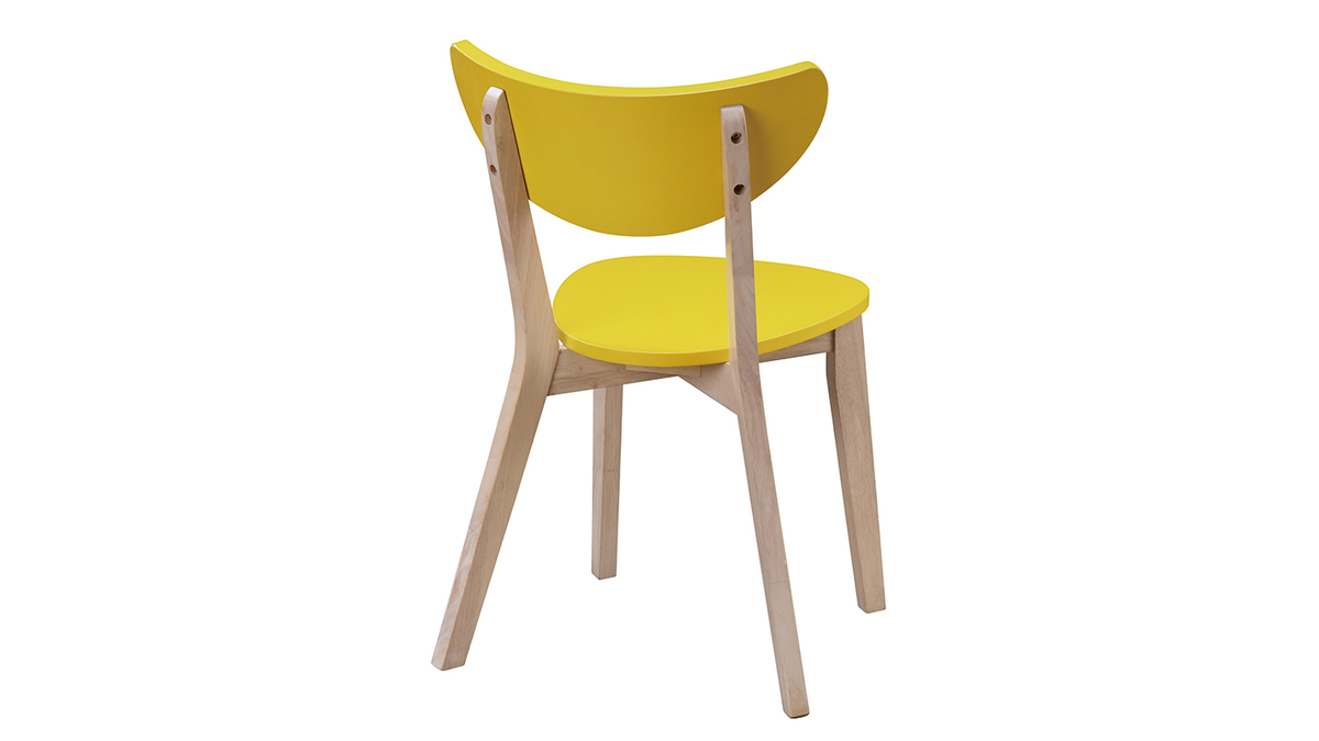 Gruppo di 2 sedie design giallo - piedi in legno - LEENA