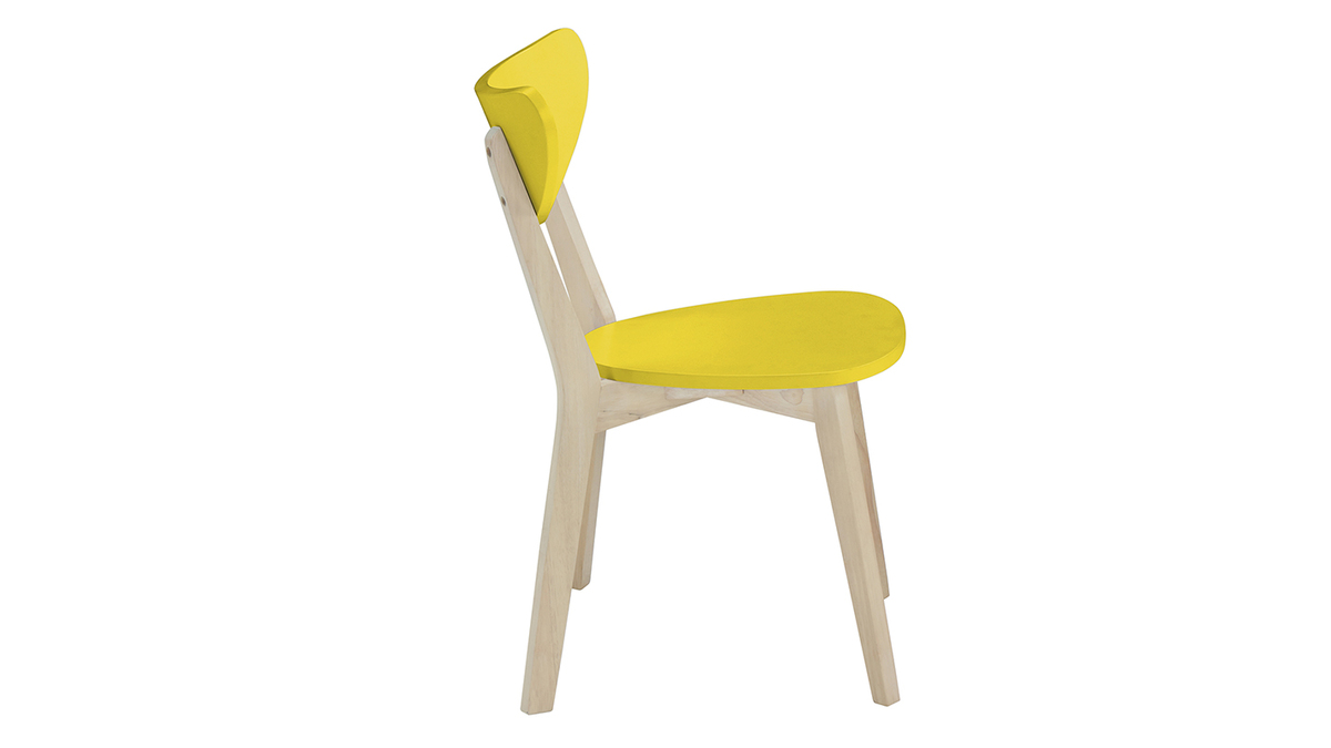 Gruppo di 2 sedie design giallo - piedi in legno - LEENA