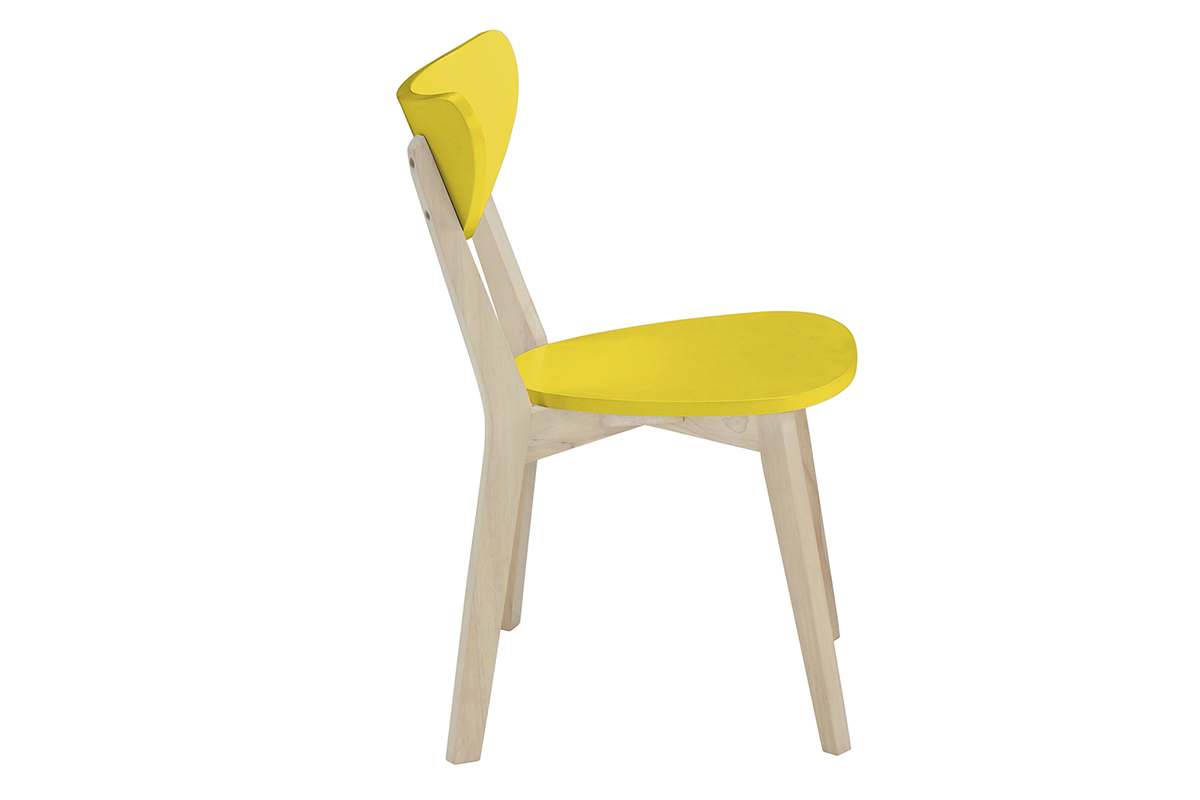 Gruppo di 2 sedie design giallo - piedi in legno - LEENA
