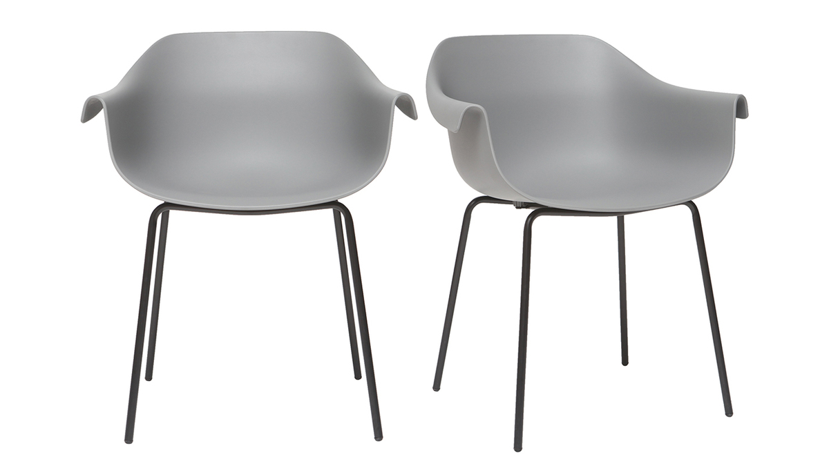 Gruppo di 2 sedie design grigio e nero COUTURE