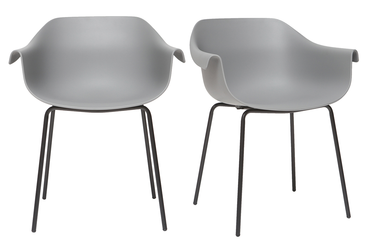 Gruppo di 2 sedie design grigio e nero COUTURE