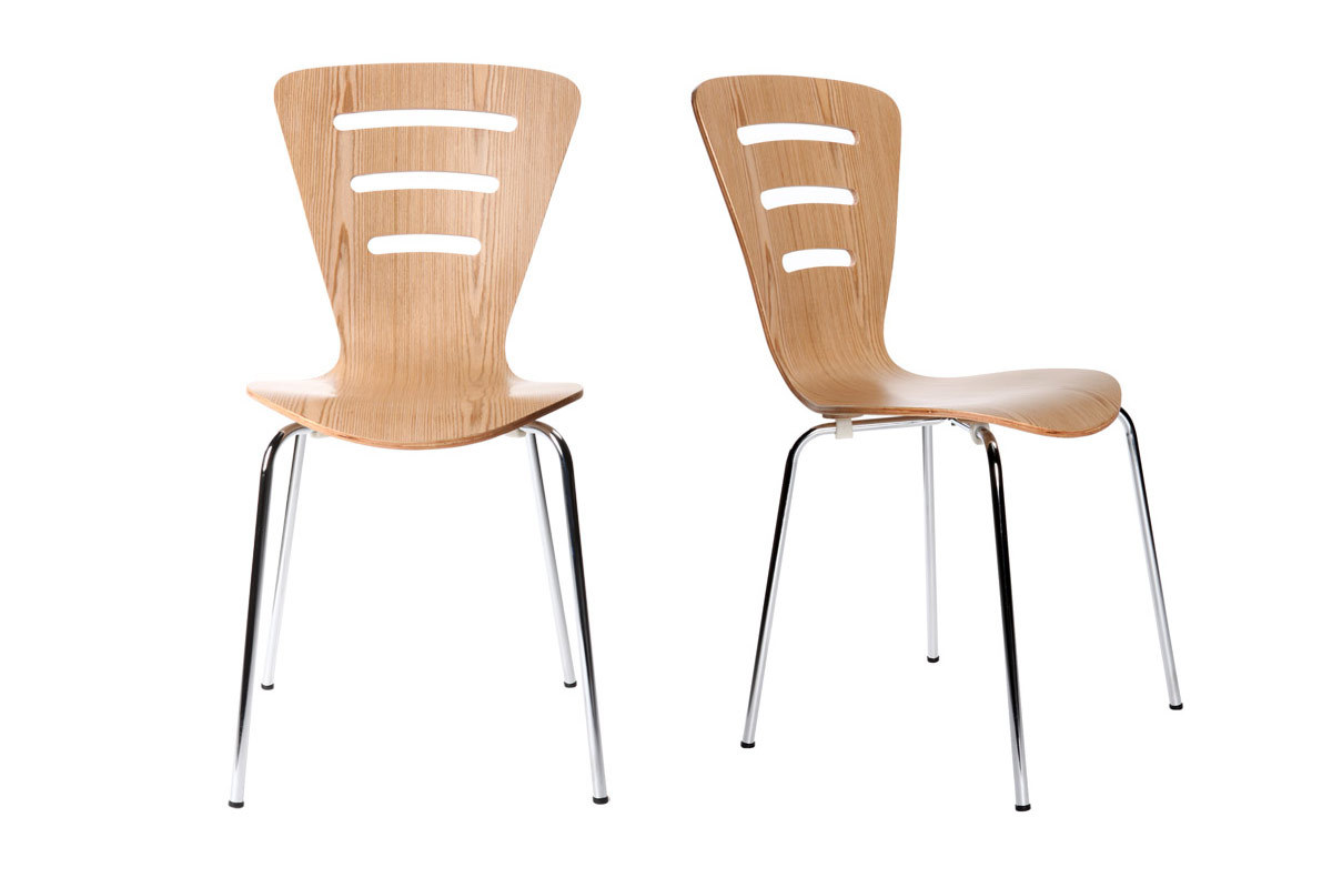 Gruppo di 2 sedie design in legno naturale scuro LENA