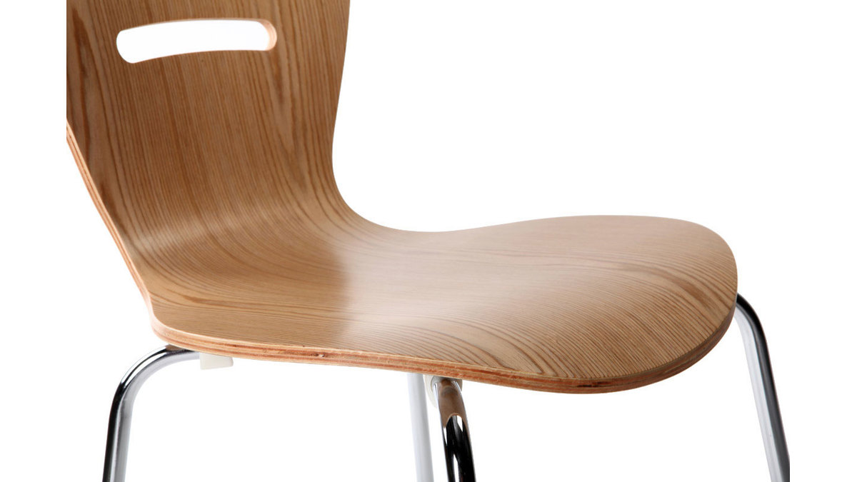 Gruppo di 2 sedie design in legno naturale scuro LENA