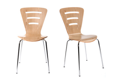 Gruppo di 2 sedie design in legno naturale scuro LENA