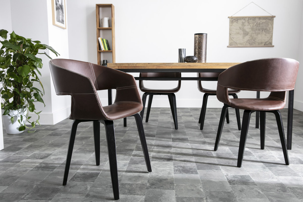 Gruppo di 2 sedie design marrone chiaro piedi legno SLAM