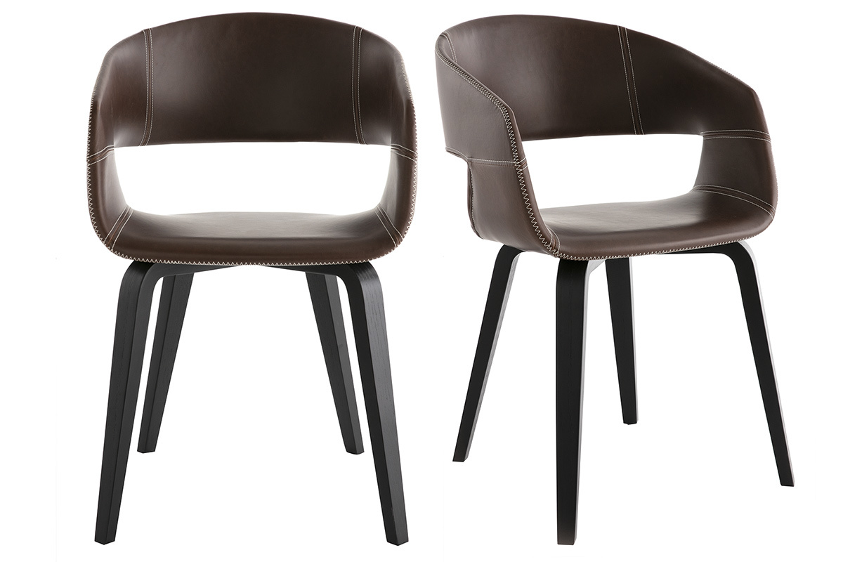 Gruppo di 2 sedie design marrone chiaro piedi legno SLAM