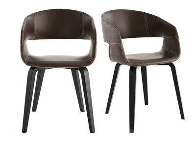 Gruppo di 2 sedie design nere piedi legno SLAM