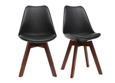 Gruppo di 2 sedie design nero e noce PAULINE