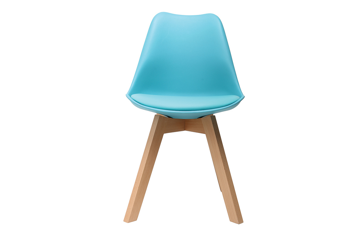 Gruppo di 2 sedie design piede legno seduta blu PAULINE