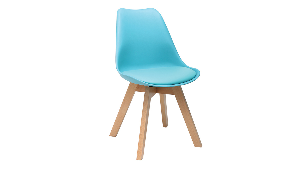 Gruppo di 2 sedie design piede legno seduta blu PAULINE