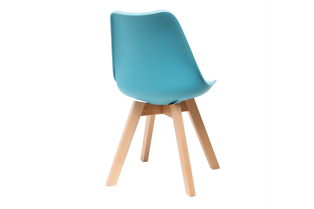 Gruppo di 2 sedie design piede legno seduta blu PAULINE