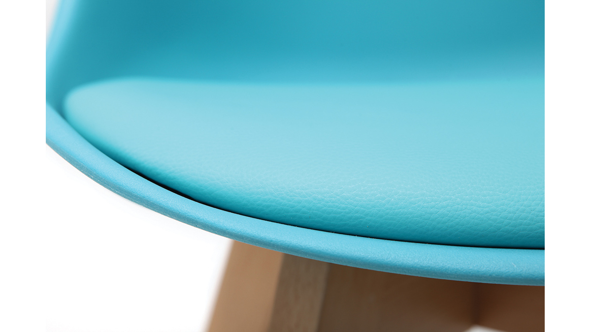 Gruppo di 2 sedie design piede legno seduta blu PAULINE