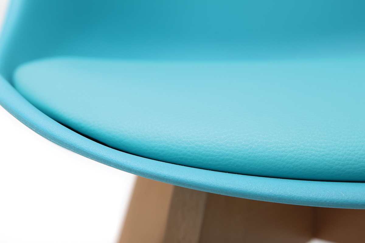 Gruppo di 2 sedie design piede legno seduta blu PAULINE