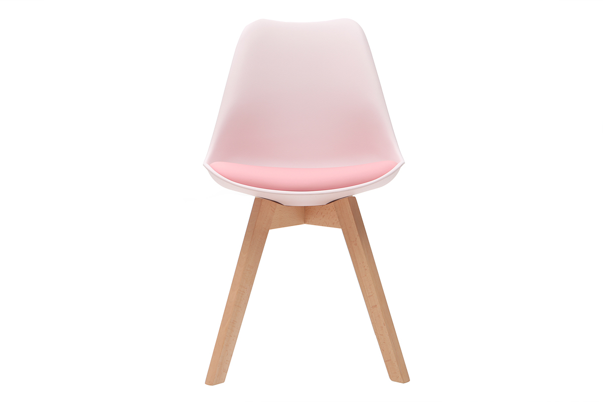 Gruppo di 2 sedie design piede legno seduta rosa PAULINE
