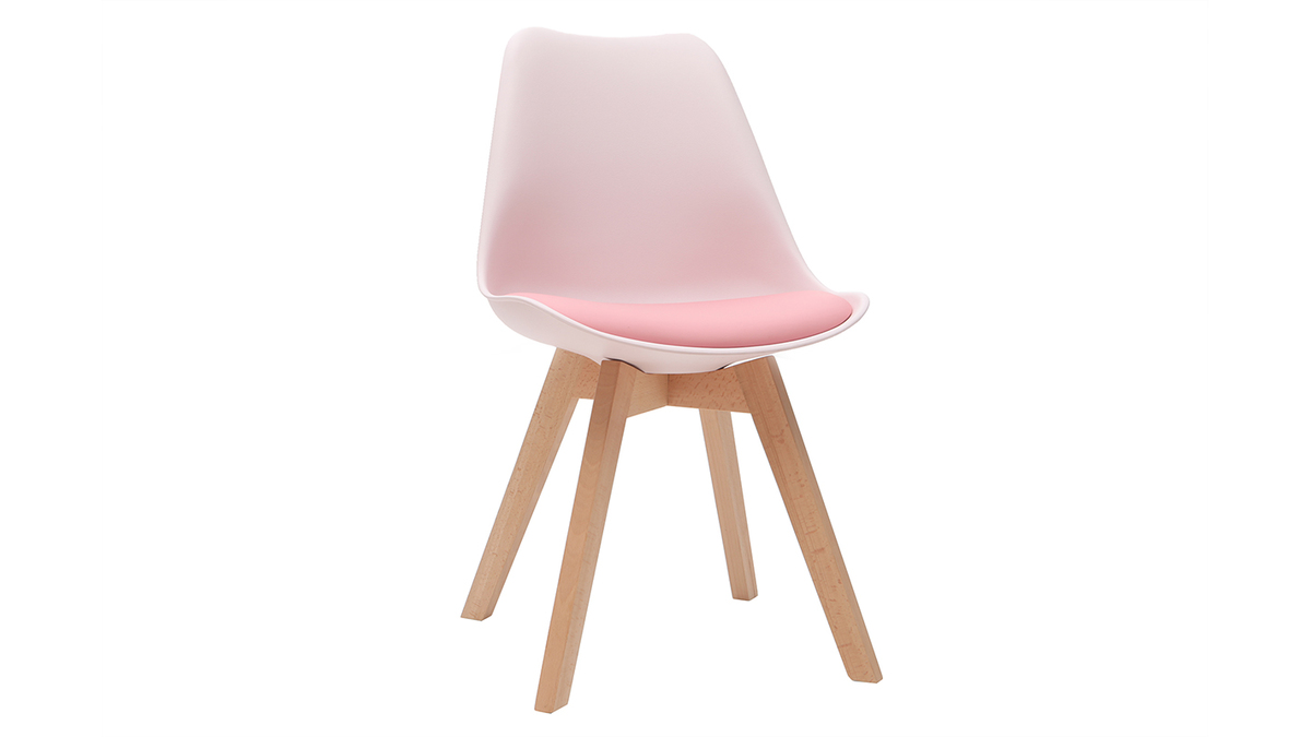 Gruppo di 2 sedie design piede legno seduta rosa PAULINE