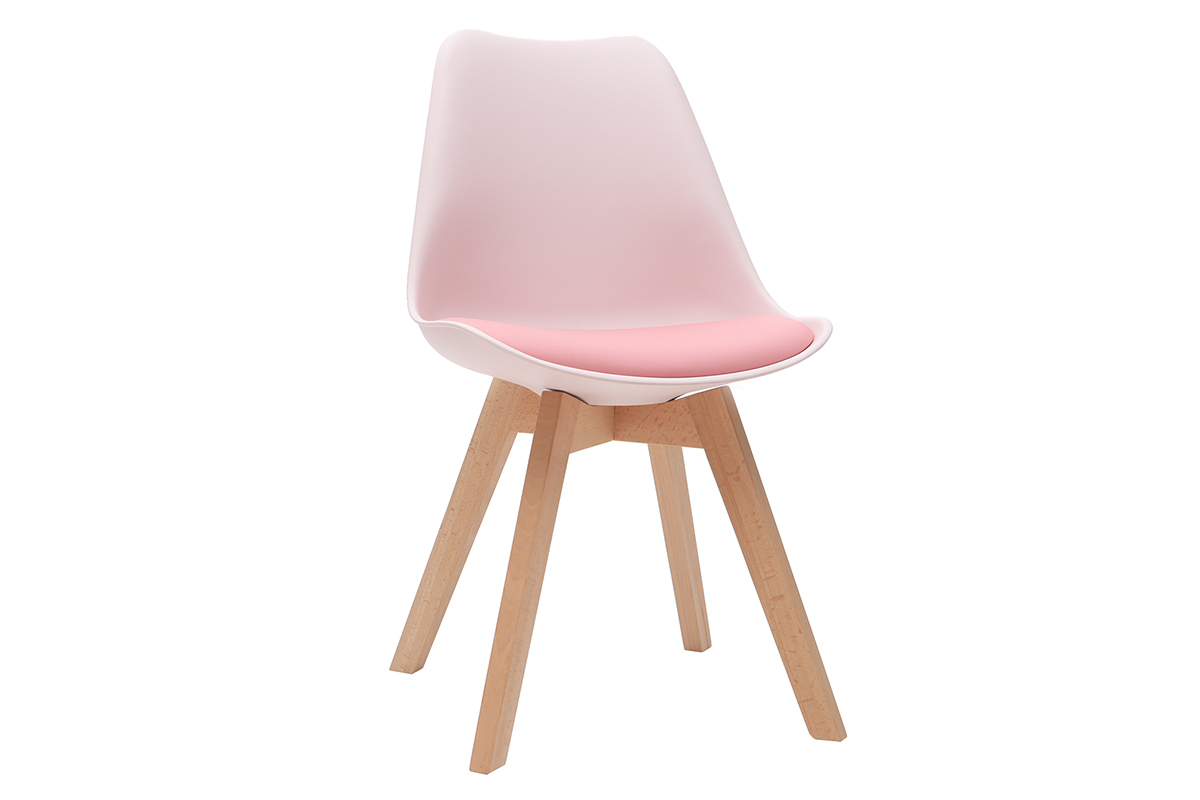Gruppo di 2 sedie design piede legno seduta rosa PAULINE