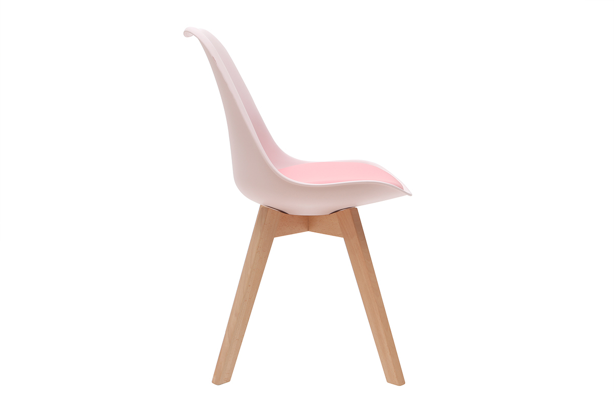 Gruppo di 2 sedie design piede legno seduta rosa PAULINE