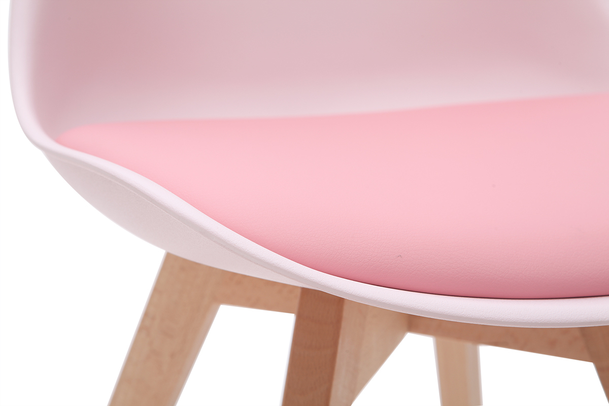 Gruppo di 2 sedie design piede legno seduta rosa PAULINE