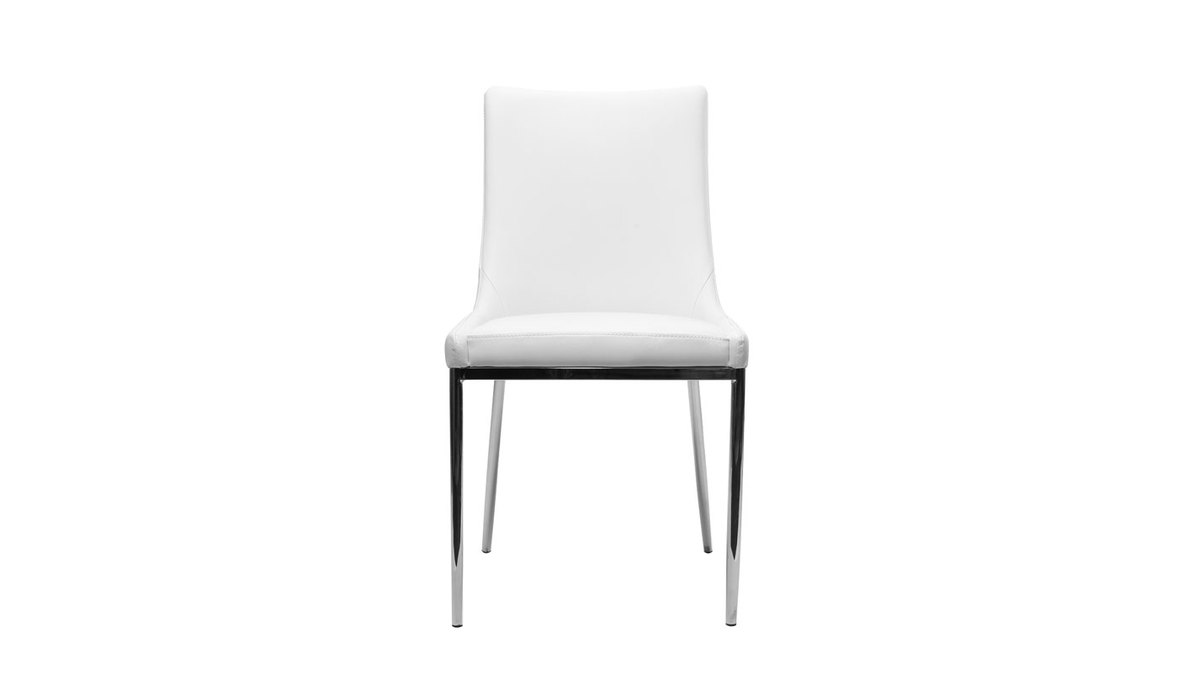 Gruppo di 2 sedie design poliuretano bianco e acciaio cromato IRA